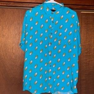 XL Ice Cream Cone Short Sleeve Button Down